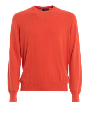 FAY: maglia collo rotondo - Girocollo in cotone tinto in capo arancione