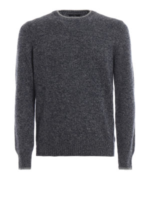 FAY: maglia collo rotondo - Girocollo in lana mouliné grigio e blu