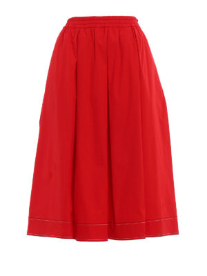 FAY: gonne al ginocchio  e longuette - Gonna midi ampia in popeline rosso