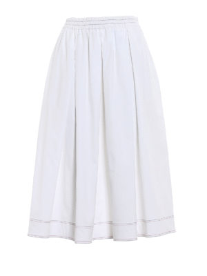 FAY: gonne al ginocchio  e longuette - Gonna midi ampia in popeline bianco