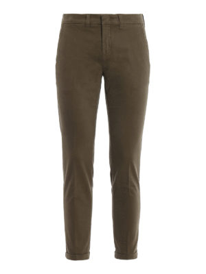 FAY: leather trousers - Sateen chino trousers