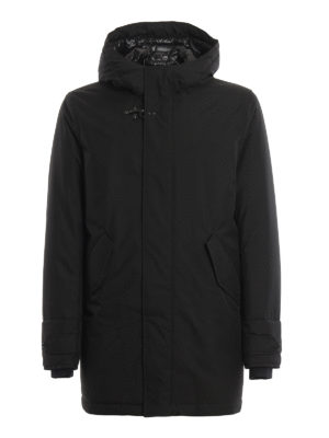 FAY: padded coats - Black tech fabric padded parka coat