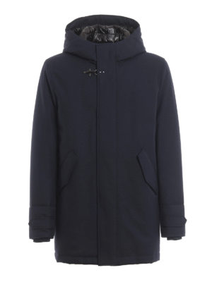 FAY: cappotti imbottiti - Piumino in tessuto tecnico blu con cappuccio