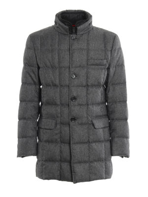 FAY: padded coats - Check quilted melange padded long coat