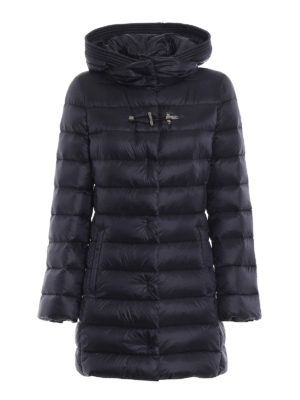 FAY: cappotti imbottiti - Piumino in nylon blu con cappuccio avvolgente