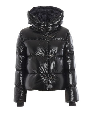 FAY: padded jackets - Black quilted nylon puffer jacket with hooks