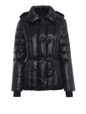 FAY: giacche imbottite - Piumino trapuntato nero con cappuccio