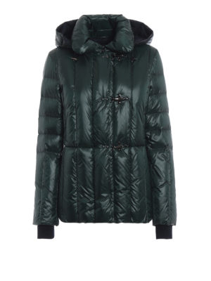FAY: giacche imbottite - Piumino verde con cappuccio removibile