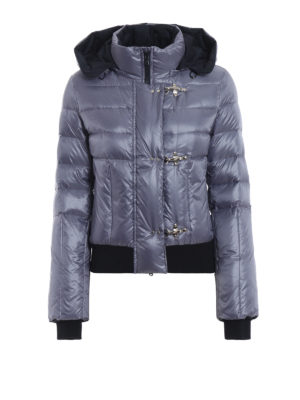 FAY: giacche imbottite - Piumino corto in nylon azzurro metallizzato