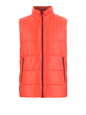 FAY: padded jackets - Orange sleeveless padded jacket
