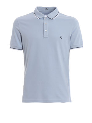 FAY: polo - Polo con doppio colletto di colore azzurro