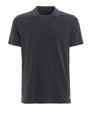 FAY: polo - Polo in piqué slavato blu scuro