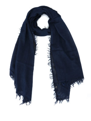 FAY: sciarpe e foulard - Sciarpa in misto cashmere blu tinta in capo