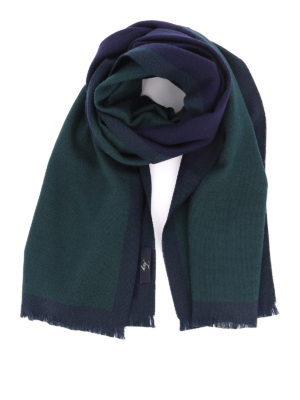 FAY: scarves - Green and blue wool scarf