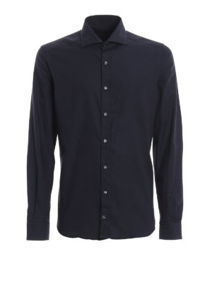 FAY: shirts - Blue cotton jacquard shirt