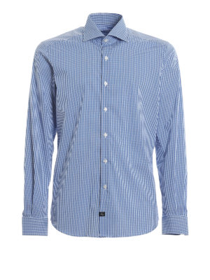 FAY: shirts - Checks patterned stretch cotton shirt