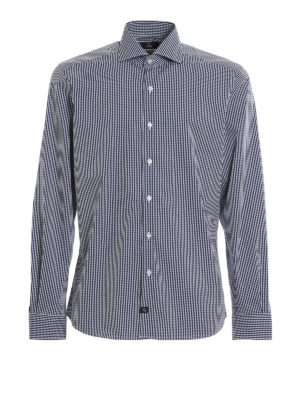FAY: shirts - Checks patterned stretch cotton shirt
