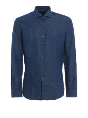 FAY: shirts - Denim effect cotton shirt