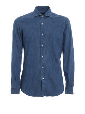 FAY: camicie - Camicia in denim con collo alla francese