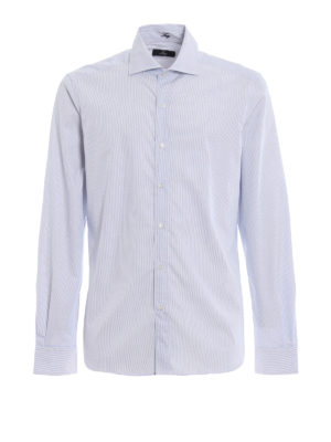 FAY: camicie - Camicia in popeline di cotone a righe azzurre