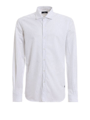FAY: camicie - Camicia in cotone bianco con micro fantasia