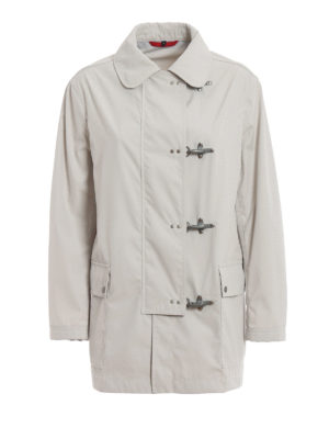 FAY: cappotti corti - Cappotto 4 Ganci in misto nylon beige