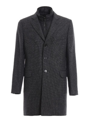 FAY: cappotti corti - Cappotto bouclé in lana con gilet amovibile