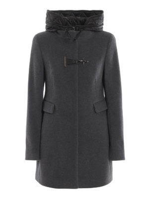 FAY: cappotti corti - Cappotto grigio con double front e cappuccio