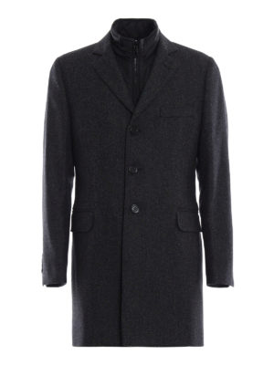 FAY: cappotti corti - Cappotto spigato in lana e cashmere con gilet