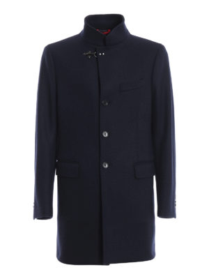 FAY: cappotti corti - Cappotto sfoderato in panno blu notte