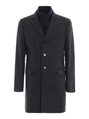 FAY: cappotti corti - Cappotto in lana melange con gilet staccabile