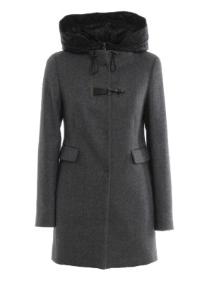 FAY: short coats - Toggle double front hooded coat