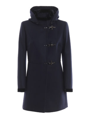 FAY: cappotti corti - Cappottino con bordi in velluto e cappuccio