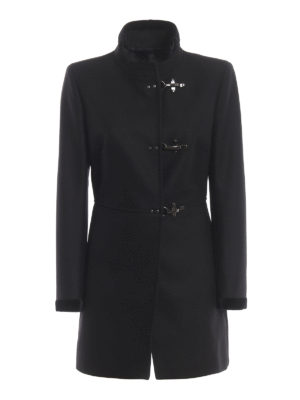 FAY: cappotti corti - Cappotto nero Virginia a tre ganci