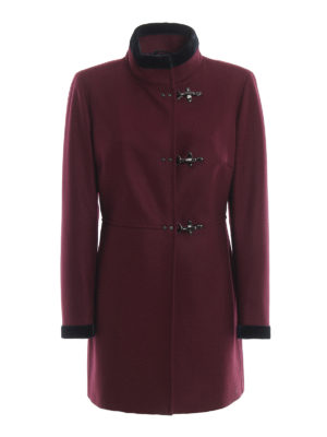 FAY: short coats - Virginia three-hook burgundy coat