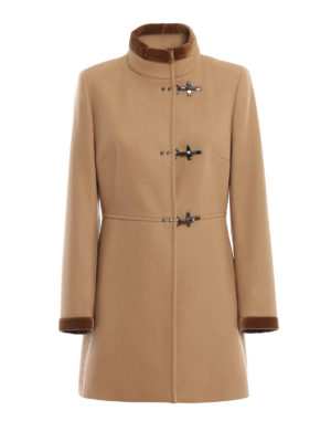 FAY: cappotti corti - Cappotto Virginia a tre ganci color cammello