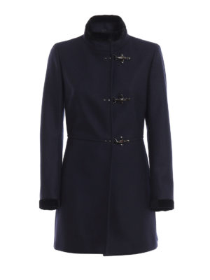 FAY: cappotti corti - Cappotto Virginia a tre ganci blu notte