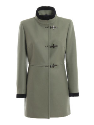 FAY: cappotti corti - Cappotto verde salvia Virginia a tre ganci