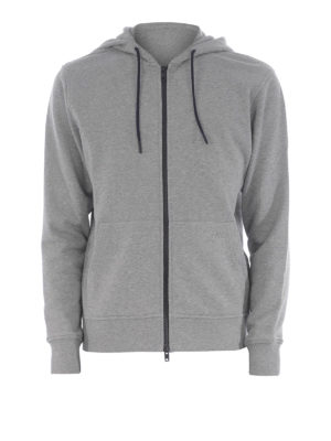 FAY: Sweatshirts & Sweaters - Melange grey cotton hoodie