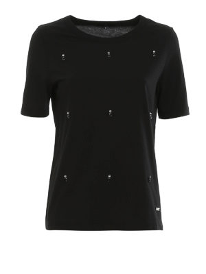 FAY: t-shirts - Crystal embroidery cotton T-shirt