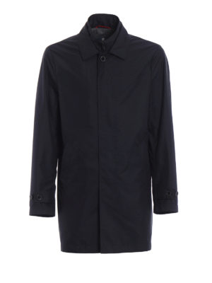 Fay: trench coats - Double-front blue trench coat