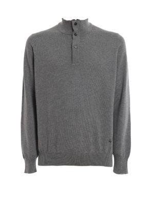 FAY: Turtlenecks & Polo necks - Buttoned neck wool sweater