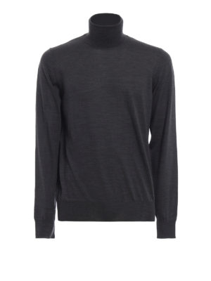 FAY: maglia a collo alto e polo - Dolcevita in lana finissima grigio antracite