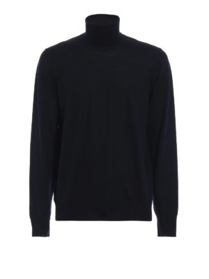 FAY: maglia a collo alto e polo - Dolcevita blu navy in lana finissima