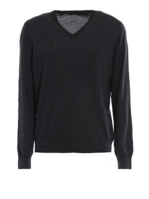 FAY: maglia collo a v - Maglia a V grigia in lana