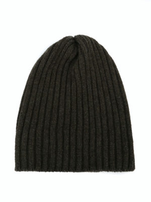 FEDELI: berretti - Berretto in cashmere a coste verde scuro