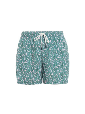 FEDELI: Costumi piscina e boxer - Boxer da mare verdi con stampa estiva