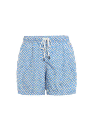 FEDELI: Costumi piscina e boxer - Boxer da mare blu con stampa all over