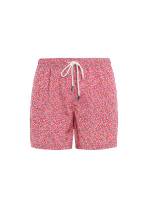 FEDELI: Costumi piscina e boxer - Boxer da mare rossi con stampa frutta