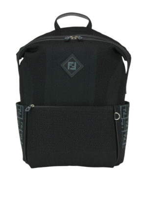 FENDI: zaini - Zaino in tessuto tecnico con logo a contrasto